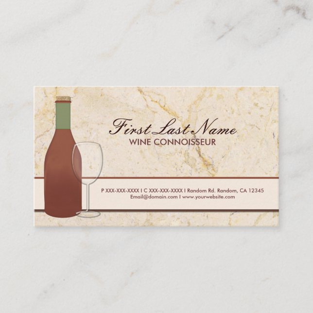Cartões de visitas de vinho tinto personalizáveis (Frente)