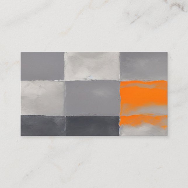 Cartões de visitas de Xadrez laranja e Cinza (Frente)