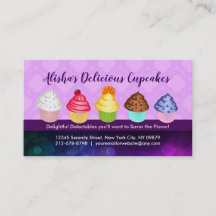 Cartões de visitas deliciosos dos cupcakes