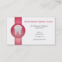 Cartões de visitas dentários cor-de-rosa com cartã