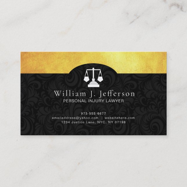 Cartões de visitas do Advogado de Lesões Pessoais (Frente)