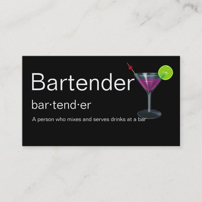 Cartões de visitas do barman (Frente)