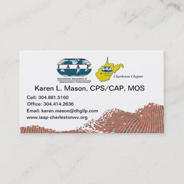 Cartões de visitas do capítulo de IAAP WV (Frente)