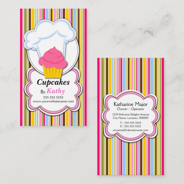 Cartões de visitas do chapéu do cupcake & do (Frente/Verso)