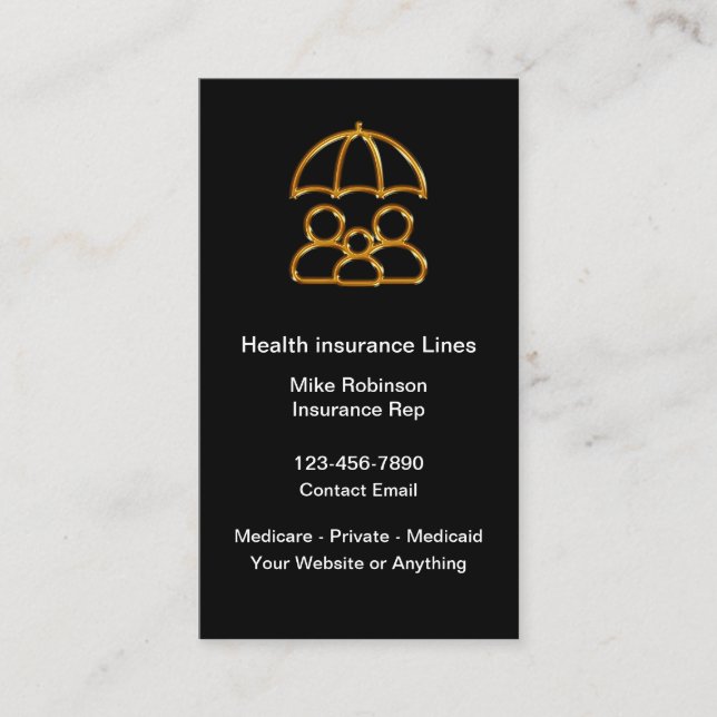 Cartões de visitas do Classy Health Insurance (Frente)
