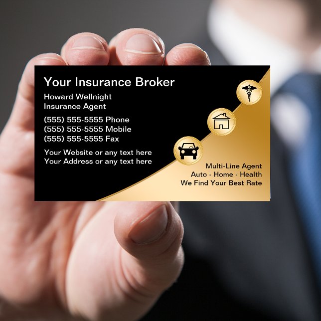Cartões de visitas do Classy Insurance Broker (Criador carregado)
