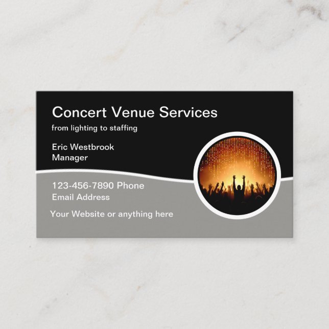 Cartões de visitas do Concert Venue Services (Frente)