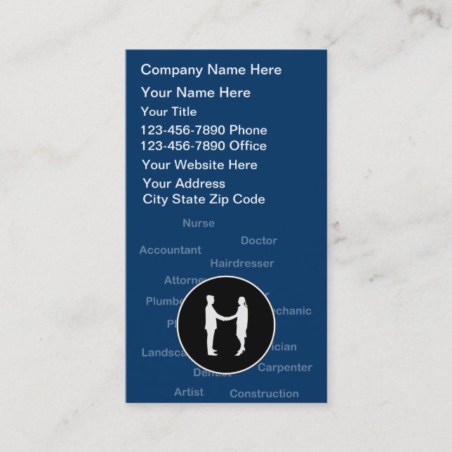 Cartões de visitas do conselheiro de carreira (Frente)