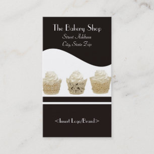 Cartões de visitas do cupcake no fundo preto