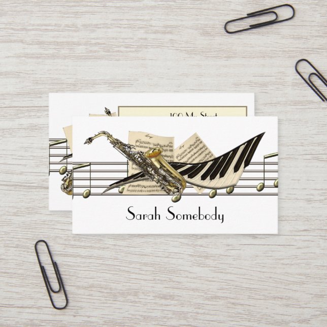 Cartões de visitas do design da música (Frente/Verso In Situ)