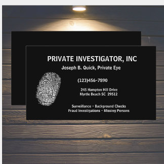 Cartões de visitas do detetive detetive particular
