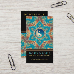 Cartões de visitas do Dourado Lotus Flower Yin Yan