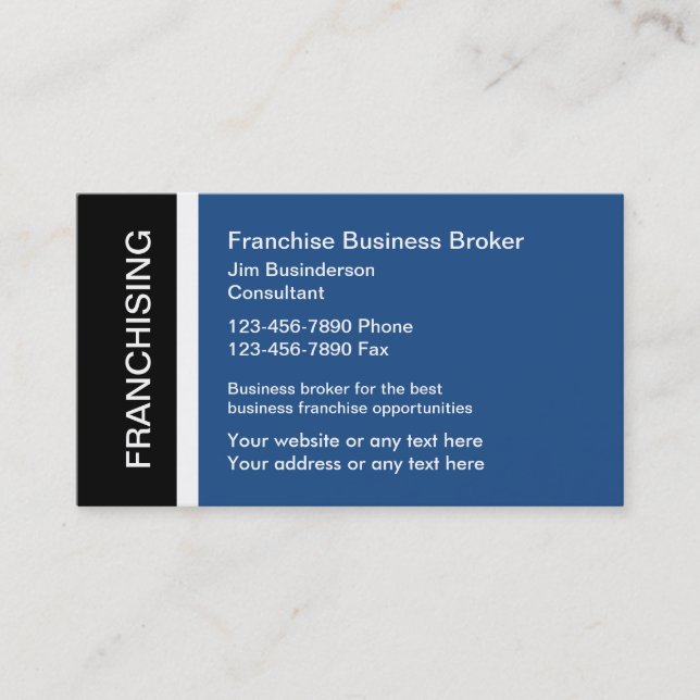 Cartões de visitas do Franchise Business Broker (Frente)