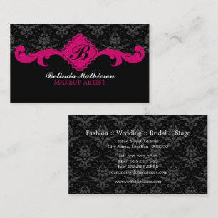 Cartões de visitas do fúcsia do monograma do