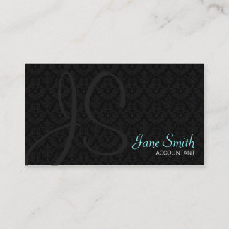 Cartões de visitas do monograma do damasco