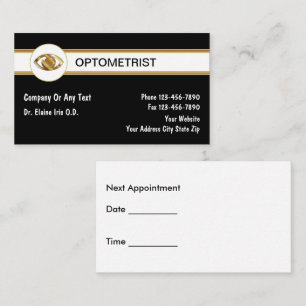 Cartões de visitas do optometrista