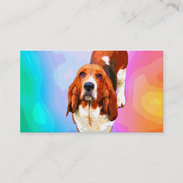 Cartões de visitas do pop art de Basset Hound (Frente)