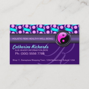 Cartões de visitas do roxo de Reiki Yin Yang da