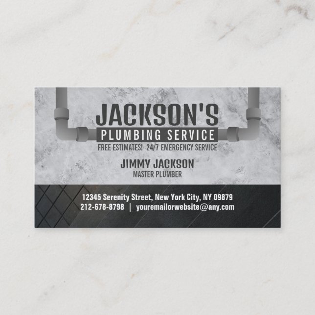 Cartões de visitas do Serviço de Canalização com o (Frente)