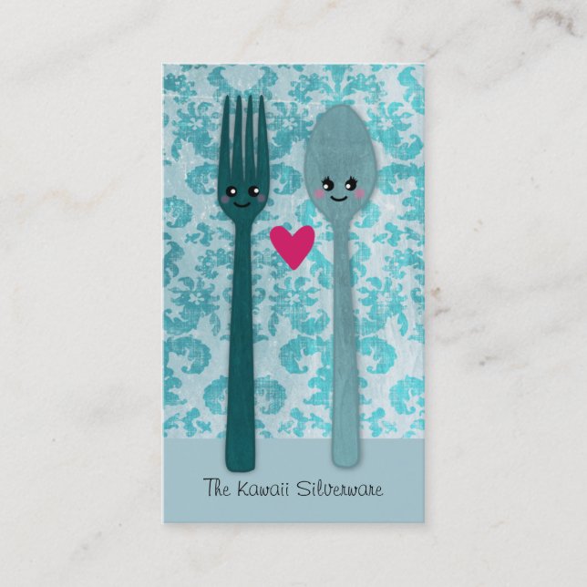 Cartões de visitas do Silverware Kawaii (Frente)