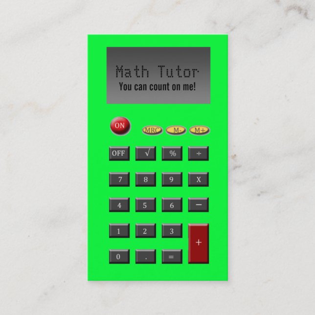 Cartões de visitas do tutor da matemática (Frente)