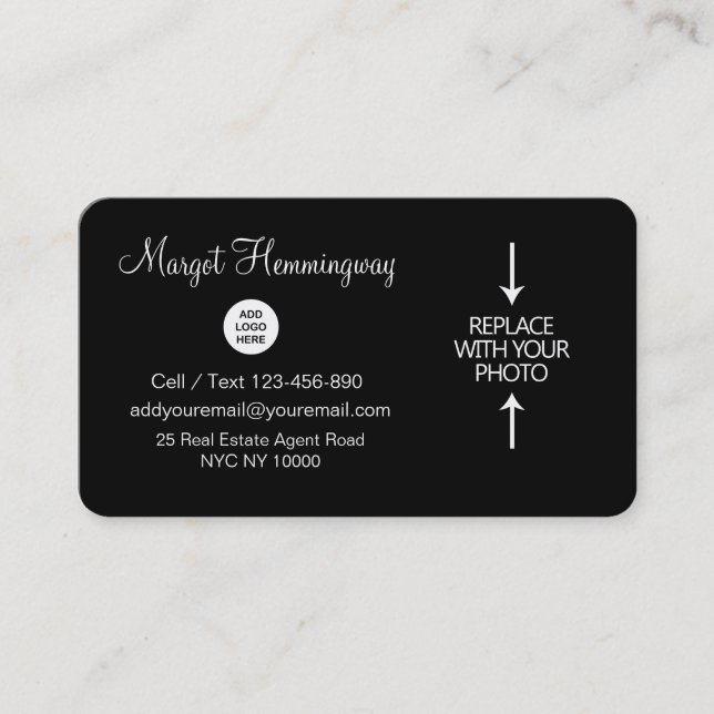 Cartões de visitas dos bens imobiliários da foto e (Frente)