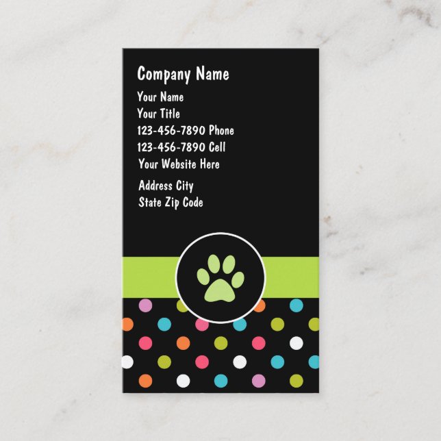 Cartões de visitas dos cuidados dos animais de (Frente)