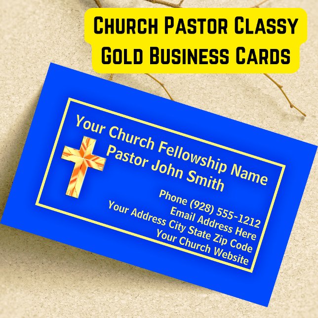 Cartões de visitas Dourados da Igreja Pastor Class (Church Pastor Classy Gold Business Cards
)