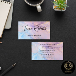 Cartões de visitas Dourados de Aquarela Azul