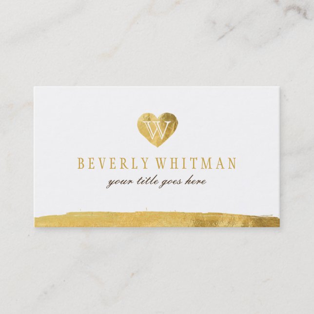 Cartões de visitas Dourados do coração do (Frente)