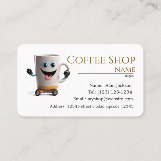 cartões de visitas editáveis de compro de café (Frente)