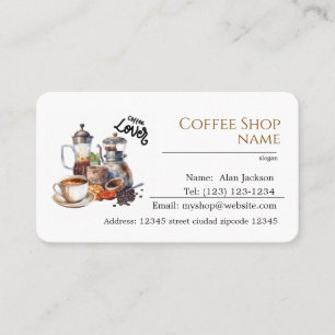 cartões de visitas editáveis de compro de café