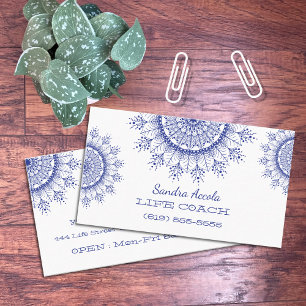 Cartões de visitas Elegante Blue Snowflake Mandal