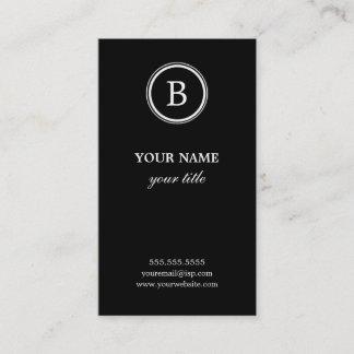 Cartões de visitas Elegante de Monograma Preto e B