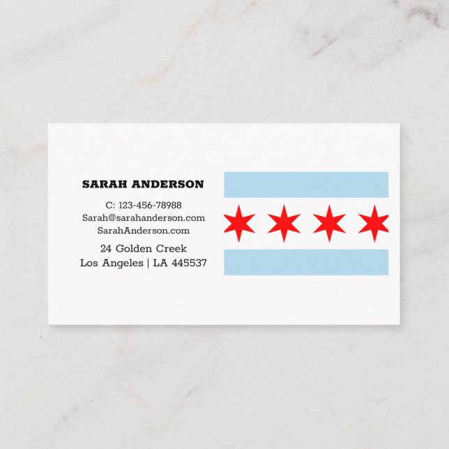 Cartões de visitas Elegantes de Chicago Flag/EUA (Verso)