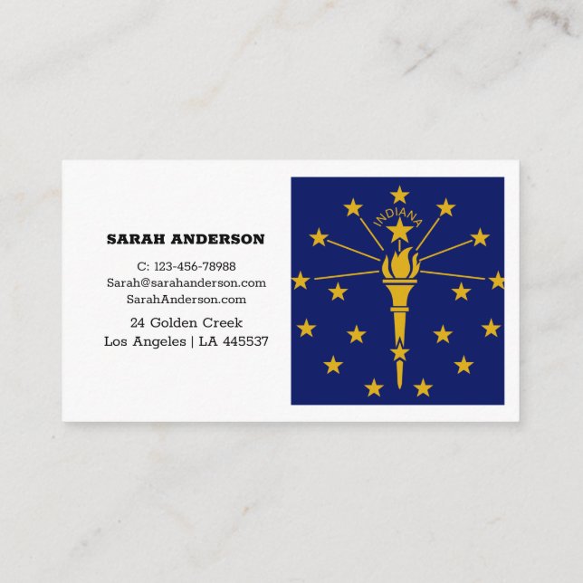 Cartões de visitas Elegantes de Indiana Flag/EUA (Verso)