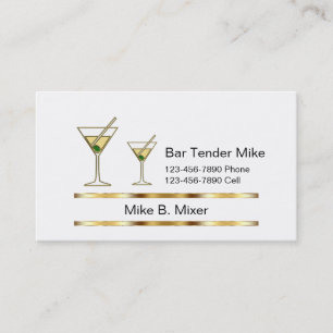 Cartões de visitas elegantes do barman