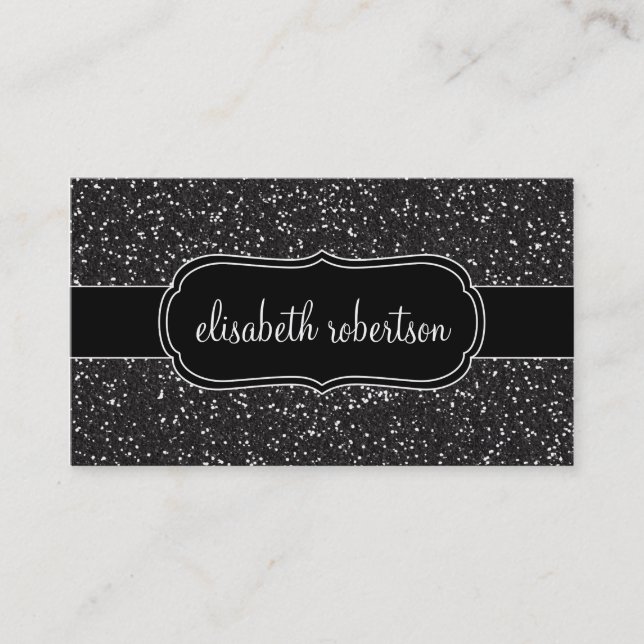 Cartões de visitas elegantes do brilho do preto do (Frente)