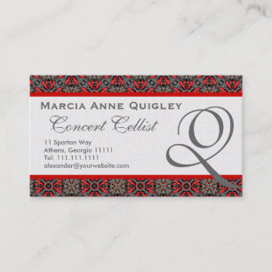 Cartões de visitas elegantes do monograma Q do