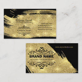 Cartões de visitas Elegantes Dourados e Pretos com