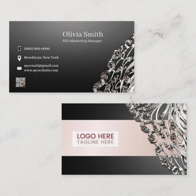 Cartões de visitas Elegantes Editáveis Personalizá (Frente/Verso)