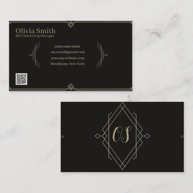 Cartões de visitas Elegantes Personalizáveis 8 (Frente/Verso)