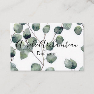 Cartões de visitas - Eucalyptus B/W Green Design 2