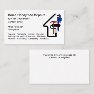 Cartões de visitas exclusivos do Home Handyman