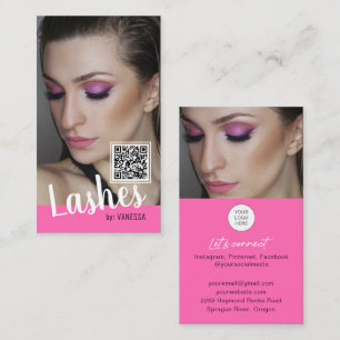 Cartões de visitas Eyelash com código QR e fotos