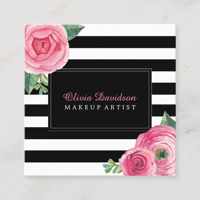 Cartões de visitas florais à moda do maquilhador (Frente)