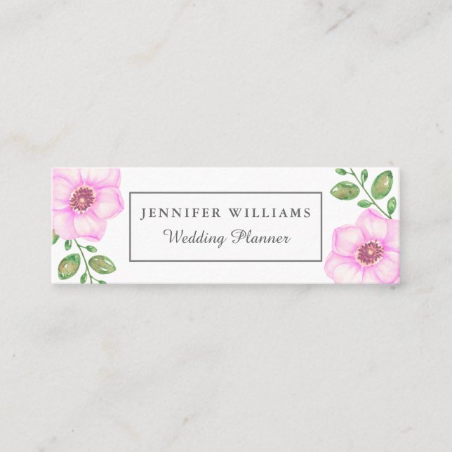 Cartões de visitas florais cor-de-rosa (Frente)