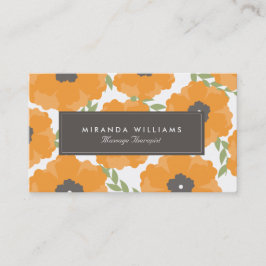 Cartões de visitas Florais Laranja Elegantes