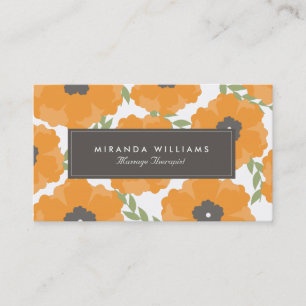 Cartões de visitas Florais Laranja Elegantes