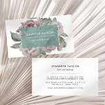 Cartões de visitas Florais Vintage | Jade<br><div class="desc">Os cartões de visitas florais do estilo vintage elegante apresentam uma postura de cor-de-rosa-pincel esmaecida e verde-salva com seu nome ou nome de empresa e título exibidos em uma camada verde de jade sheer. Adicione as informações de contato do cheio ao lado inverso. Perfeito para maquiagem, cabeleireiros, floristas e qualquer...</div>